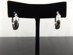 .925 Sterling Silver Hoop Hinged Hook Latch Earrings
