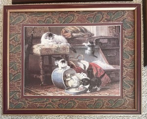 3 Pieces of Cat Themed Framed Wall Art