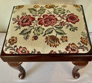 Lovely Vintage Embroidered Foot Stool