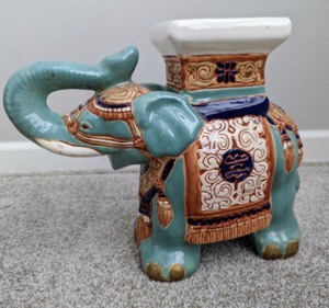 Pair of Colorful Painted Elephant Stands