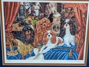 Framed King Charles Cavalier Print by Margaret Sweeney