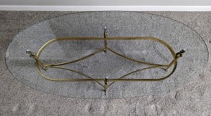 Vintage Hollywood Regency Labarge Brass and Glass  Koi Fish Console Table