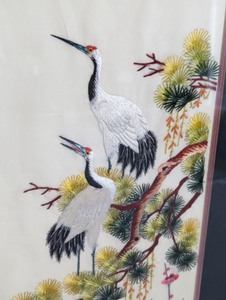Pair of Framed Embroidered Asian Textiles