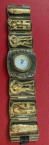 lot 145 image: Unique Watch wWide Metal Band Featuring Egyptian Panels