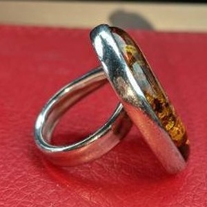 lot 45 image: Beautiful Baltic Amber Sterling Silver Statement Ring