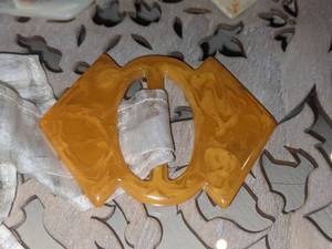 lot 129 image: 3 Vintage Ladies Belt Buckles - Bakelite, Mother of Pearl