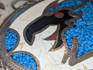 lot 140 image: Southwestern Style Belt Buckle wEagle Head Inlay