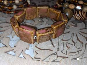 lot 137 image: 3 Fun Bracelets - Ceramic Tile and Beads