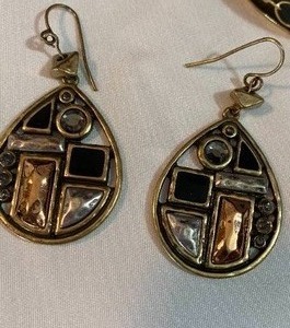 lot 267 image: Black Bangle Bracelet and Unique Earrings