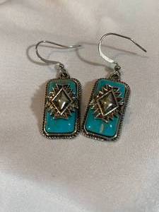lot 208 image: Silver and Turquoise Earrings