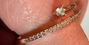 lot 91 image: Ring-Rose Gold Tone 2-Layer Band With White Stones Size 11