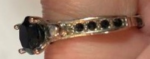 lot 97 image: Sterling Silver Ring with Round Black Crystals Sz 8 12