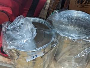 lot 55 image: Set of 2 Galvanized Metal Ice Buckets wLids