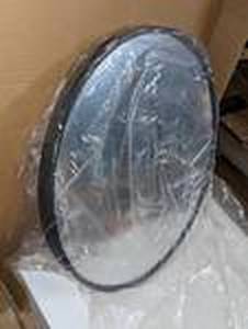 lot 77 image: Grander Images 18 Round Wall Mirror wBlack Metal Frame