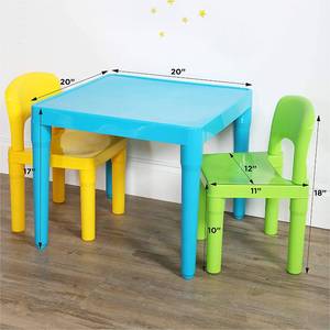 lot 36 image: Humble Crew Lightweight Table & Chairs Set - Aqua, Green & Yellow