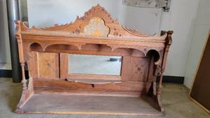 lot 715 image: 19th Century American Victorian-Era Fireplace Overmantel with Shelves and Mirror