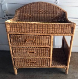 lot 712 image: Vintage Baby Changing Table with Hamper Space and 3 Drawers