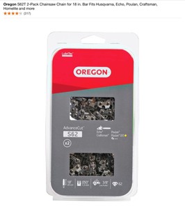(4) Oregon S62T 2-Pack Chainsaw Chain for 18 in. Bar Fits Husqvarna, Echo, Poulan, Craftsman, Homelite and More. See Pictures