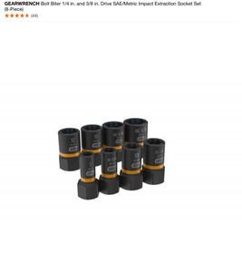 GEARWRENCH Bolt Biter 14 in. and 38 in. Drive SAEMetric Impact Extraction Socket Set (8-Piece) & BUCKET BOSS 11 Pocket Suede Leather Carpenter Apron. See Pictures
