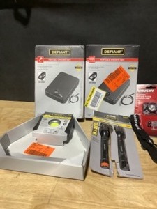 Various Sizes of Coast, Defiant & Husky Flashlights and Drawer Safes. See Pictures