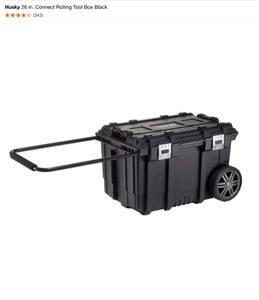 Husky 26 in. Rolling Connect Tool Box, 20 Gal. Professional Duty Container w Hinged Lid & 17-Compartment Small Organizer w Clear Lid. See Pictures