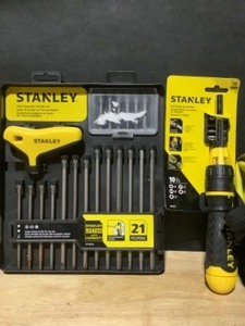Stanley (21-Piece) T-Handle Set, Ratcheting Screwdriver & (38-Piece) Hand Tool Set. See Pictures
