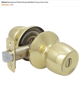 Defiant Brandywine Polished Brass BedBath Privacy Door Knobs & Hartford Satin Nickel BedBath Door Knobs. See Pictures