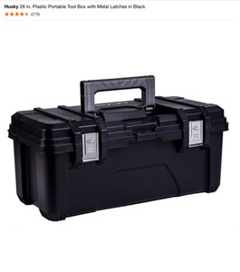 Husky 26 in. Plastic Portable Tool Box with Metal Latches in Black, Hex Keys, Torque Wrench, Ratchets & More Various Conditions. See Pictures