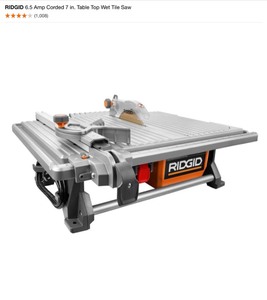 RIDGID 6.5 Amp Corded 7 in. Table Top Wet Tile Saw. See Pictures