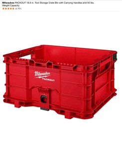 Milwaukee PACKOUT 18.6 in. Tool Storage Crate Bin & 10-Compartment Red Deep Pro Portable Tool Box with Storage. See Pictures