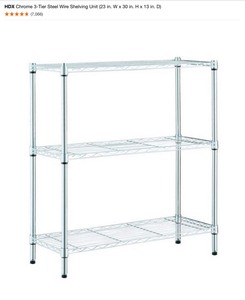 (3) HDX Chrome 3-Tier Steel Wire Shelving Unit (23 in. W x 30 in. H x 13 in. D). See Pictures