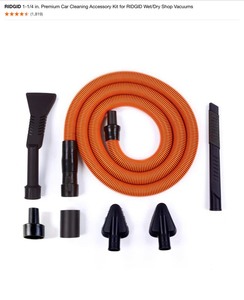 RIDGID 1-14 in. Premium Car Cleaning Accessory Kits &  2-12 in. x 7 ft. Dual-Flex Tug-A-Long Locking Vacuum Hose. See Pictures