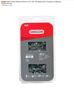 Oregon S62T 2-Pack Chainsaw Chain for 18 in. Bar & S56T 2-Pack Chainsaw Chain for 16 in. Bar. See Pictures