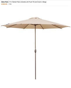 (2) Abba Patio 11 ft. Market Patio Umbrella with Push Tilt and Crank in Beige. See Pictures