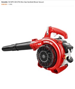 Homelite 150 MPH 400 CFM 26cc Gas Handheld Blower Vacuum & Blowers. See Pictures