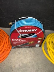Husky  in. x 50 ft. Hybrid Air Hose, � in. x 50 ft. Poly Air Hose &  in. x 100 ft. PVC Air Hose. See Pictures