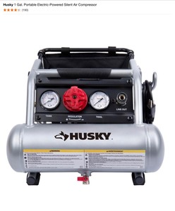 Husky 1 Gal. Portable Electric-Powered Silent Air Compressor. See Pictures