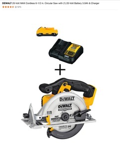 DEWALT 20-Volt MAX Cordless 6-12 in. Circular Saw with (1) 20-Volt Battery 3.0Ah & Charger. See Pictures