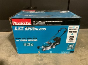 Makita 18 in. 18-Volt X2 (36-Volt) LXT Lithium-Ion Cordless Walk Behind Push Lawn Mower Kit with 4 Batteries (4.0 Ah). See Pictures