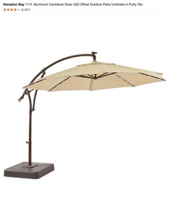 Hampton Bay 11 ft. Aluminum Cantilever Solar LED Offset Outdoor Patio Umbrella in Putty Tan. See Pictures