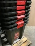 Husky 25 Gal. Latch and Stack Tote in Clear with Red Lid 206234