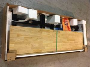 6 ft. Folding Adjustable Height Solid Wood Top Workbench in Black by Husky Customer Returns See Pictures