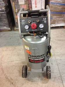 20 Gal. Vertical Electric-Powered Silent Air Compressor by Husky Customer Returns See Pictures