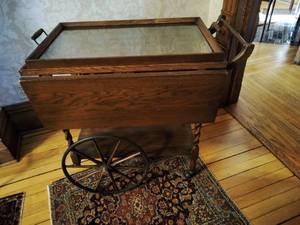 Antique Oak Rolling Tea Cart