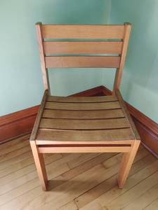 Vintage Mid Century Modern Tuohy Solid Oak Chair