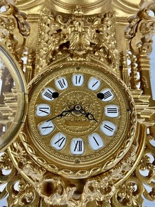 Vintage Imperial Italy Mantel Clock w Franz Hermle Movement - Rococo Revival Style Mantle Clock with Urn Top