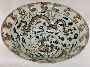 Oversized Asian Inspired Dragon Bowl