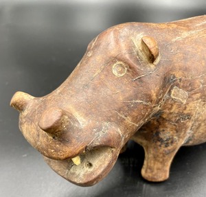 Folk Art  Wooden Carved Hippo Figurine