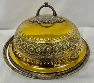 Ornate Gold and Silver Plated Domed Serving Tray