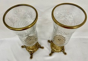 Pair of Elegant Brass Footed Candle Holders